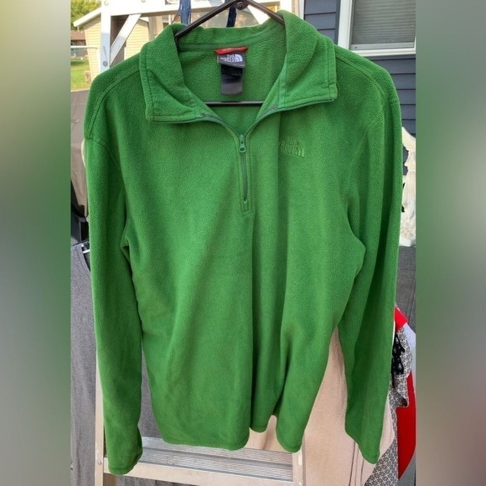 The North Face 1/4 Zip Fleece Green pull over Jacket Size Med #55